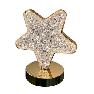 <b>Novelty</b> LED Desk <b>Lamp</b> Moon Star Rechargeable Metal Crystal Touch 3 Colors Night Light for Bedside Atmosphere Decor <b>Table</b> <b>Lamp</b> - Product Image 5