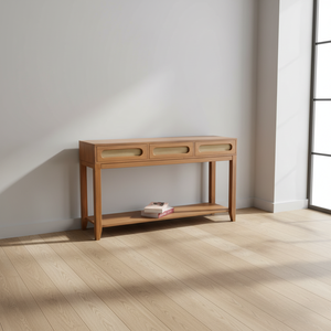 โต๊ะคอนโซลไม้สักแท้ Ardin รุ่นโมเดิร์น พร้อมที่เก็บของ - ทนทานและทำความสะอาดง่าย ใช้ได้หลายห้อง เฟอร์นิเจอร์ห้องนั่งเล่น - Product Image 3