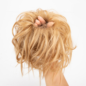 Moño de pelo sintético para mujer, moño <span class=keywords><strong>Scrunchie</strong></span>, banda elástica, Donut Updo, postizo, banda de goma, postiche de pelo desordenado para un aspecto elegante - Product Image 3