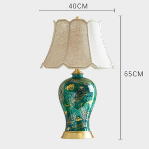 Lumind cổ điển gốm Đèn bàn phòng khách phòng ngủ cạnh giường ngủ đèn sang trọng Trung Quốc truyền thống vải Chụp đèn trang trí nội thất chiếu sáng - Product Image 5