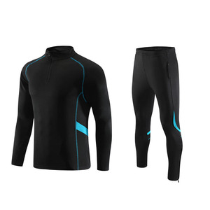 Conjunto de chándal para correr de alta calidad, chándal de fútbol para <span class=keywords><strong>hombre</strong></span> con logotipo personalizado, traje de entrenamiento de fútbol con media cremallera para correr al aire libre - Product Image 4