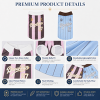 Jersey Hewan Peliharaan Desain Garis-garis Pink Biru Kerah Polo Bahan Bernapas untuk Anjing Kecil Ukuran Khusus Label Pribadi Perlengkapan Pakaian Hewan Peliharaan