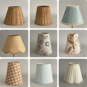 Tùy chỉnh vải Chụp đèn bảng đèn bông xếp li Đồng bằng mây tre dệt Chụp đèn cho LED bảng đèn trang trí đèn bàn - Product Image 4