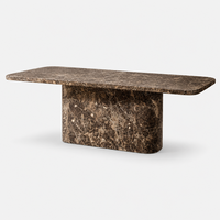 Table à manger rectangulaire en marbre sur mesure, design sculpté à la main, pour cuisine de villa de luxe léger