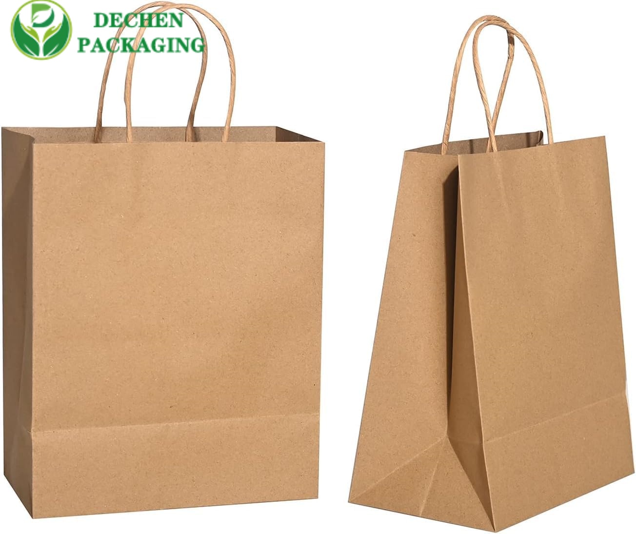 Sacs d'achat en papier Kraft à poignée tordue