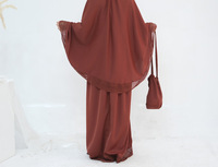 Robe Abaya unie prête à l'emploi 2026 avec volants, ensemble de prière musulman, Telekung et sac de prière pour l'Aïd et le Ramadan