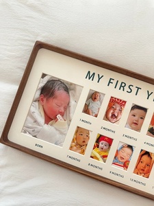 Cadre photo en bois massif pour bébé, coins arrondis, collage de photos mensuelles, souvenir de nouveau-né, cadeau direct usine - Product Image 2