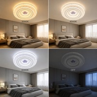 Plafonnier LED rond pour chambre et salon avec motif feuille d'érable, bord festonné, panneaux en acrylique blanc, 3 températures de couleur