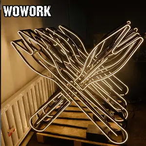 WOWORK 4英尺5英尺大发光二极管RGB霓虹灯叉灯可定制任意形状可用于婚礼派对和商店装饰