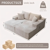 Off-White Tiefsitz-Cordsofa Moderne Lounge-Couch für Wohnzimmer