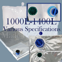 1000L -1400L sac aseptique transparent/aluminisé en plastique personnalisé en nylon alimentaire lait vin jus Sauce sirop de maïs avec valve 1200KG