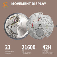 Montres à phases lunaires de marque privée, logo personnalisé, bracelet en cuir, cristal saphir, montre mécanique automatique de luxe pour hommes d'affaires