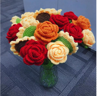 Flores artificiales de ganchillo de hilo para boda girasoles tulipanes rosas ramos de novia amantes de las vacaciones regalos decorativos familiares