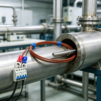 Sensor Suhu Termokopel Tipe K dengan Probe Logam Kabel Suhu Tinggi -50 ° C hingga 400 ° C untuk Oven Furnace HVAC