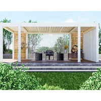 Véranda moderne personnalisée en arc rétractable en bois PVC Pare-soleil bioclimatique Gazebo de pavillon étanche facile à assembler pour