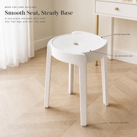Tabouret de salon rond en plastique empilable, tabouret de maquillage de 46 cm pour la table de toilette de la chambre à coucher
