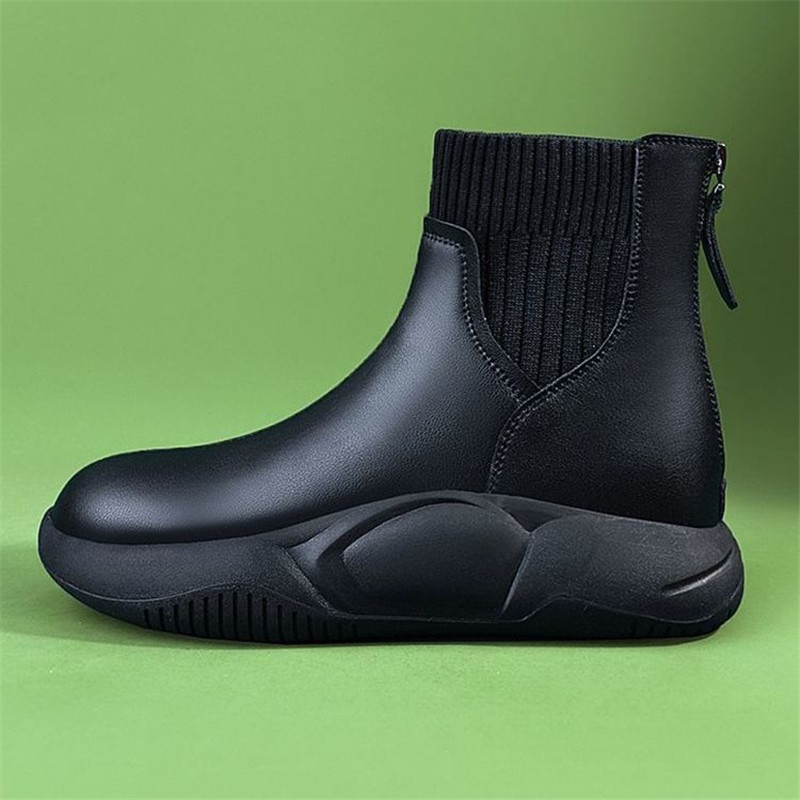 Vintage Round Toe Flat Ankle Boot Women Elastic Socks Boot Girls Casual Shoes
