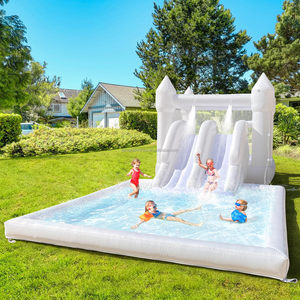 Inflatable trượt nước nhà bị trả lại, Oxford trượt nước với bóng hồ bơi/Pit, trắng nhà bị trả lại cho trẻ em ngoài trời vui vẻ - Product Image 1
