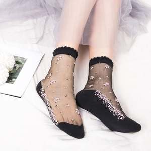 All'ingrosso <span class=keywords><strong>calze</strong></span> trasparenti a tubo medio in seta di cristallo da donna bella calzino corto elastico in pizzo trasparente ultrasottile - Product Image 5