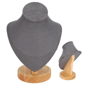 Juego de 3 Soportes Modernos de Lujo para Collares de Madera con Base de Terciopelo Imitación Piel en Forma de Elefante para Exhibición de Joyería - Product Image 2