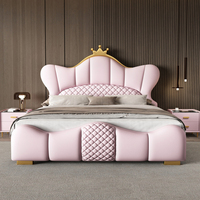 Lit en cuir de designer italien moderne, ensemble de lit king-size luxueux, mobilier de chambre à coucher, lit capitonné beige avec rangement pour hôtel, vente en gros
