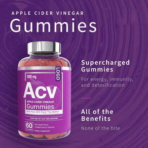 Gummies de vinaigre de cidre de pomme biologique à marque privée, complément ACV pour vitamine <span class=keywords><strong>B12</strong></span>, acide folique, vitamine B6 - Product Image 4