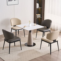 Ensemble table et chaises de salle à manger rondes modernes Yartu avec plateau en ardoise, plateau central rotatif, 6 places, pieds en métal, idéal pour les petites salles à manger.