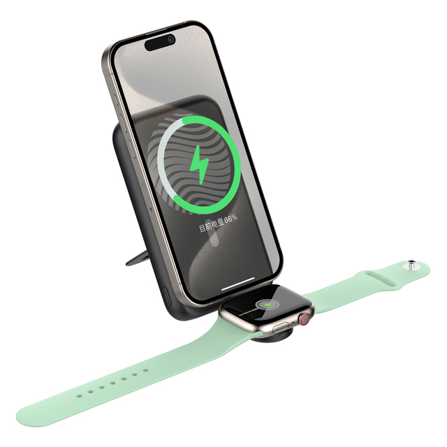 Ukalun 3 in 1 Multi-funtional 20W 10000mAh Wireless Power Bank for Phones and 2.5W for Apple Watch with Holder