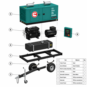เครื่องกำเนิดไฟฟ้าดีเซล Cummins Yuchai Weichai Perkins 200-300kva แบบ 3 เฟส โครงเปิด สตาร์ทอัตโนมัติ แรงดันไฟฟ้า 230V พร้อมตัวเลือก ATS - Product Image 5