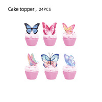 Articles de fête d'anniversaire écologiques sur le thème du papillon, décoration de gâteau, ensemble de table, nappes en papier, décorations de fête, vente en gros