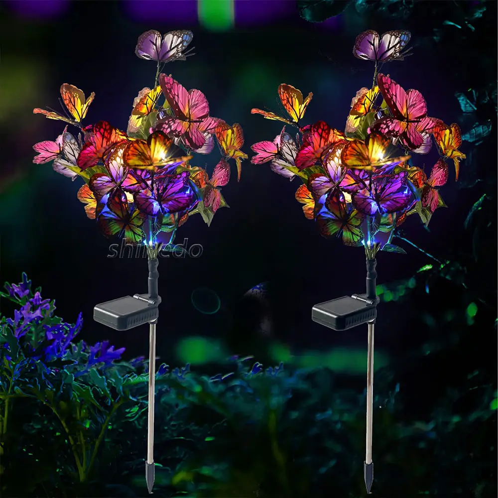 Lampes de jardin solaires Lampe à prise de terre papillon Lumière à induction automatique Éclairage de pelouse étanche