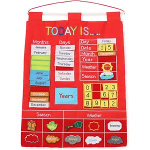 Tableau mural interactif en tissu pour l'apprentissage du calendrier, avec poches, pour la gestion du temps des tout-petits, des enfants et des élèves de maternelle - Product Image 1