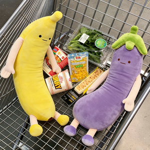 Coussin de corps long en peluche en forme de banane et d'aubergine, motif dessin animé, mignon, pour le sommeil et le soutien corporel complet - Product Image 3