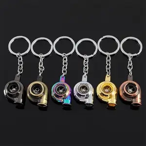 Automobile Refitting Turbocharged Metal Key Chain Car Blower Cylinder Key Ring Chain Link Pendant Creative Gifts