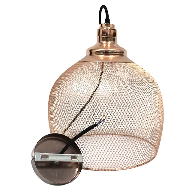 Modern Metal Mesh Rose Gold Cage Lampshade For Pendant Light Home Decoration