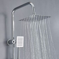 Kit de robinet et poignée de salle de bain simplement chromé colonne de douche ensemble de douche à effet pluie en acier inoxydable
