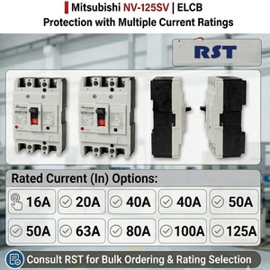 NV125-SV 3P 100A RCBO เซอร์กิตเบรกเกอร์ป้องกันไฟรั่วลงดิน 230V 50/60Hz สำหรับติดตั้งบนรางอุตสาหกรรม - Product Image 5