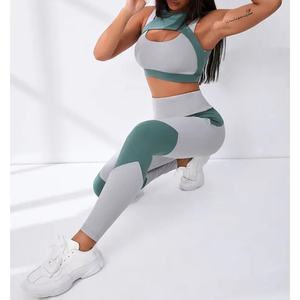 Set <span class=keywords><strong>Yoga</strong></span> <span class=keywords><strong>di</strong></span> Alta Qualità, Abbigliamento Fitness da Palestra per Donne, Collezione 2026, Top e Leggings Bicolore per Signore - Product Image 5