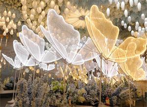 Bướm lớn thắp sáng nền đám cưới bướm vàng trắng trang trí đám cưới ánh sáng treo - Product Image 5