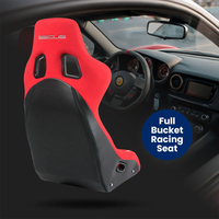 Siège baquet complet SSCUS D1-FABRIC en tissu rouge/noir, style sport, adaptable à tous les véhicules