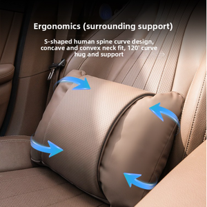 Almohada de Soporte para el Cuello de Coche de Cuero Nappa de Lujo - Cojín Ergonómico Transpirable para el Reposacabezas del Conductor y el Pasajero, Anti-Fatiga - Product Image 2