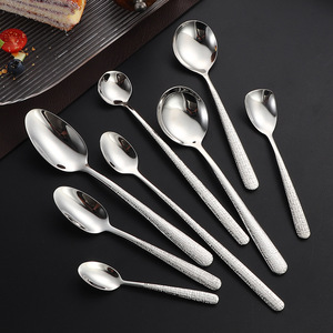 Elegante Juego de Cubiertos de Acero Inoxidable 304 Martillado, Cuchillo y Tenedor Premium para Bistec, Cucharas y Tenedores de Postre de Lujo para Hotel - Product Image 3