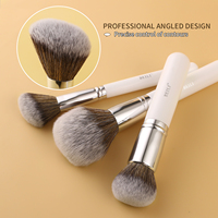 BEILI personnalisé 24 pièces ensemble d'outils de maquillage pinceaux de maquillage blancs Tube d'argent synthétiques plats et cheveux naturels pinceaux pour le visage et les yeux