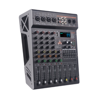 Console de mixage audio professionnelle 4 canaux 2x250W avec 99 effets DSP, contrôleur DJ/consolé de mixage audio pour diffusion en direct et studio d'enregistrement