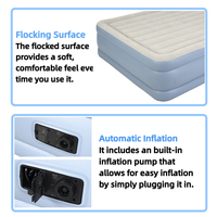 Lit de matelas pneumatique gonflable surélevé Premium Queen Size 203x152x46cm avec surface floquée à pompe intégrée pour un usage domestique intérieur