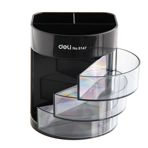 Deli Pen Holder 9147 <b>Plastic</b> Round Office <b>Storage</b> With <b>Drawers</b> For Desk Organization - Product Image 3