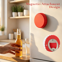 Ouvre-bouteille de bière portable mini en forme de capsule, à fixer au réfrigérateur, pour bar et cuisine