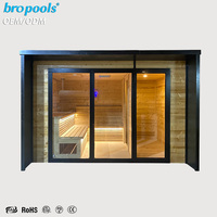 Sauna extérieur moderne en forme de cube 2026 en bois d'épicéa pour 4 à 6 personnes avec chauffage électrique à vapeur sèche 8KW et commande intelligente LED