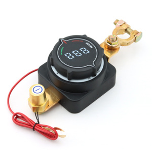 Interrupteur universel de coupure de batterie à colonne supérieure avec voltmètre pour pôles positifs et négatifs, pour applications marines, VR, voitures et camions - Product Image 1