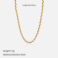 Collier à maillons ondulés fins en acier inoxydable, géométrique, simple, étanche et anti-ternissement pour femme